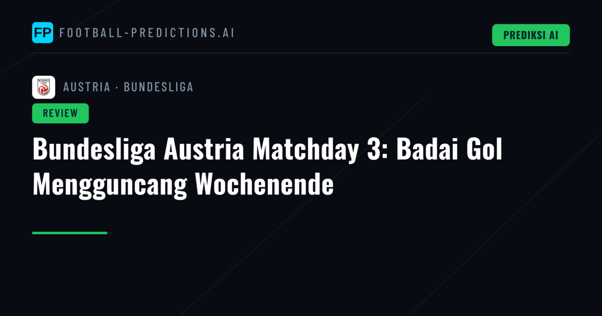 Bundesliga Austria Matchday 3: Badai Gol Mengguncang Wochenende