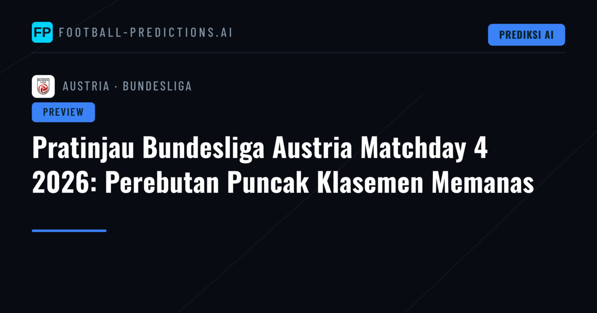 Pratinjau Bundesliga Austria Matchday 4 2026: Perebutan Puncak Klasemen Memanas