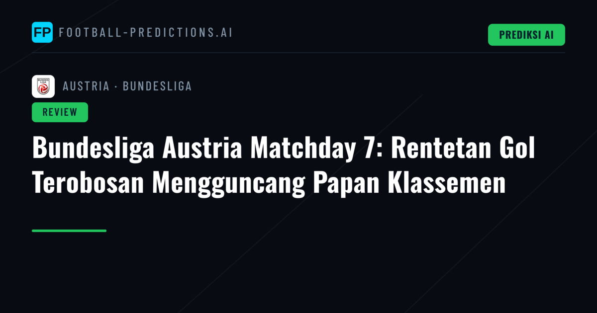 Bundesliga Austria Matchday 7: Rentetan Gol Terobosan Mengguncang Papan Klassemen