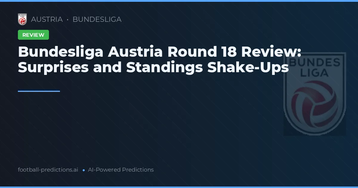 Bundesliga Austria Round 18 Review: Surprises and Standings Shake-Ups