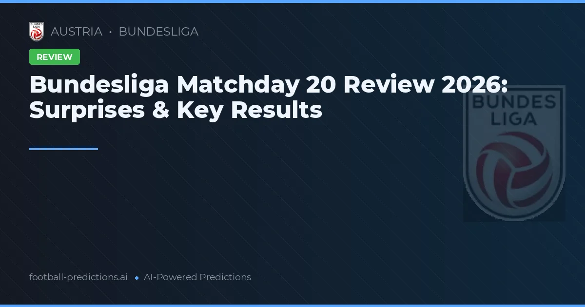 Bundesliga Matchday 20 Review 2026: Surprises & Key Results