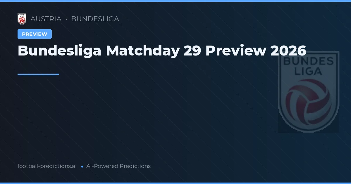 Bundesliga Matchday 29 Preview 2026
