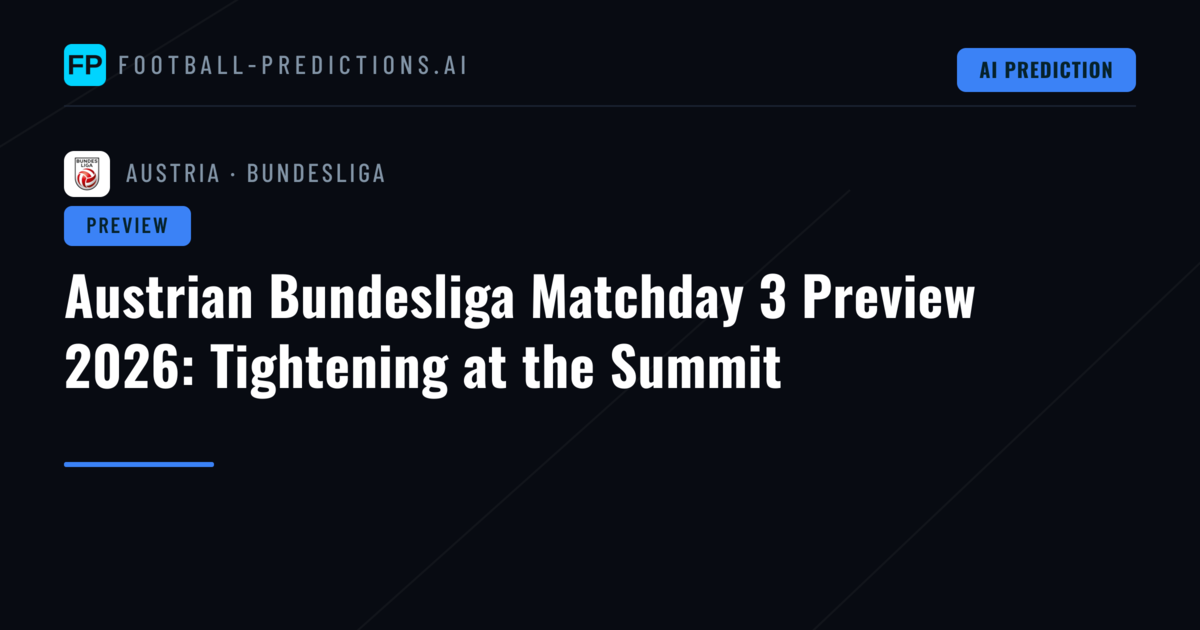 Austrian Bundesliga Matchday 3 Preview 2026: Tightening at the Summit