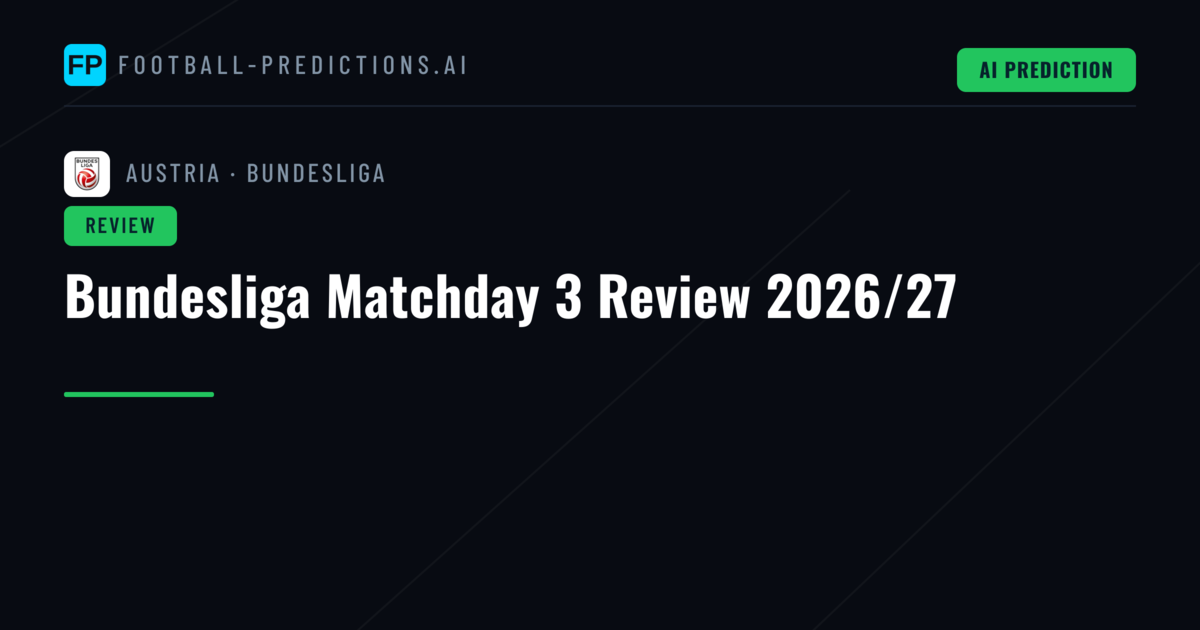 Bundesliga Matchday 3 Review 2026/27