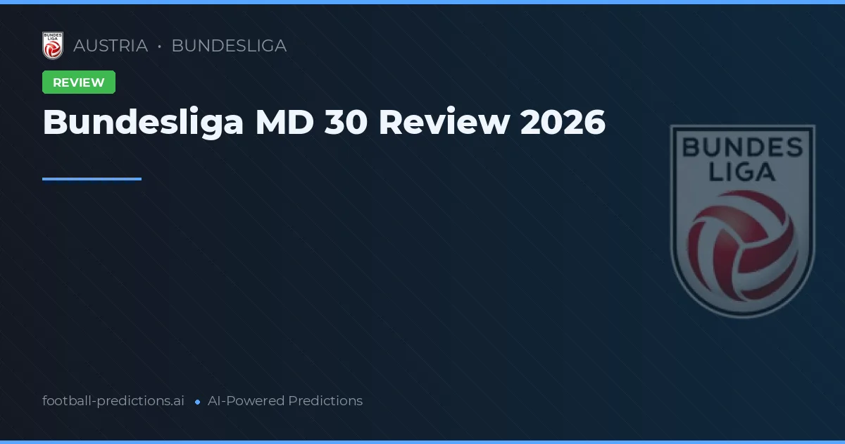 Bundesliga MD 30 Review 2026