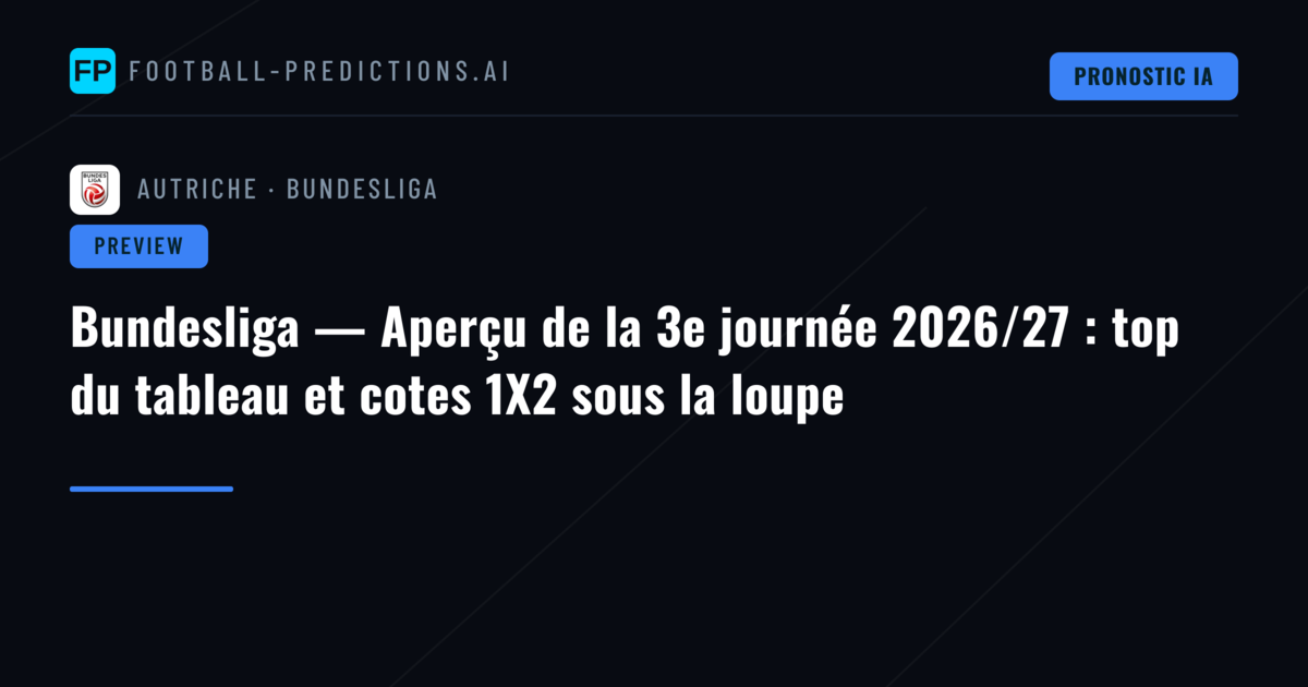 Bundesliga — Aperçu de la 3e journée 2026/27 : top du tableau et cotes 1X2 sous la loupe