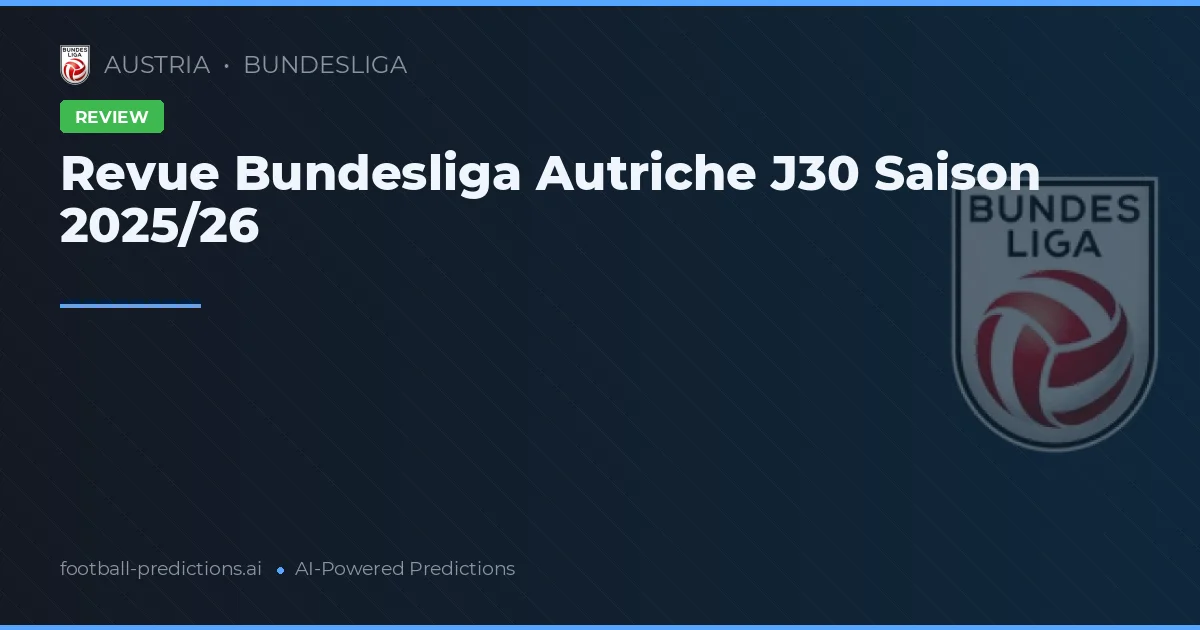 Revue Bundesliga Autriche J30 Saison 2025/26