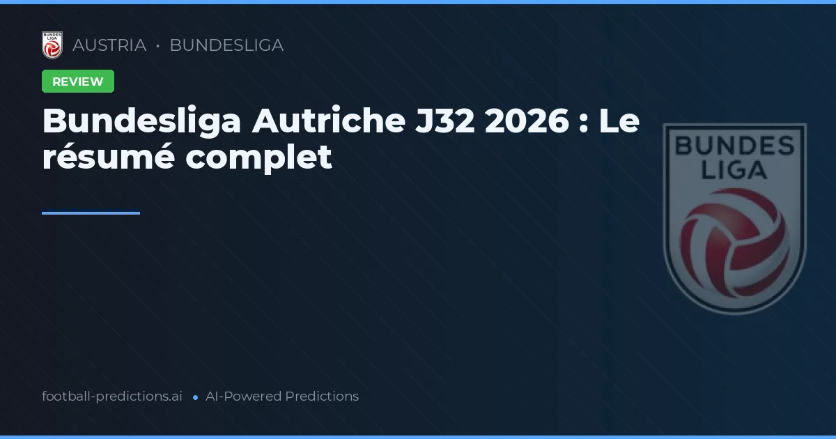 Bundesliga Autriche J32 2026 : Le résumé complet