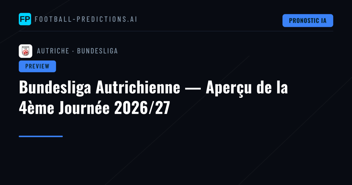 Bundesliga Autrichienne — Aperçu de la 4ème Journée 2026/27