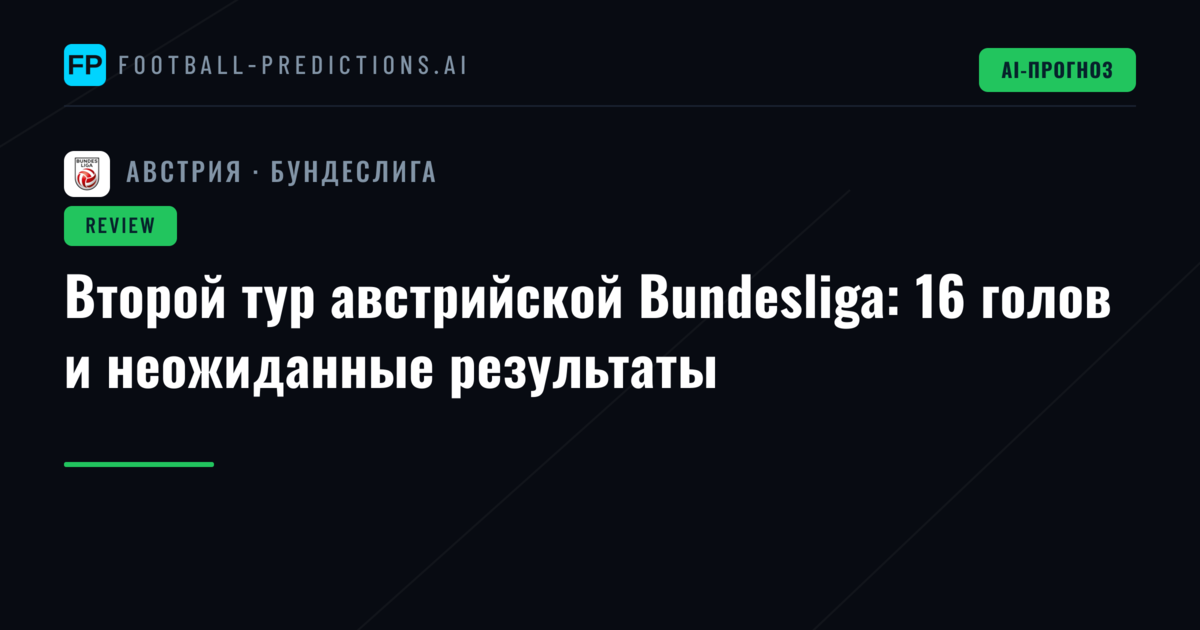 Второй тур австрийской Bundesliga: 16 голов и неожиданные результаты