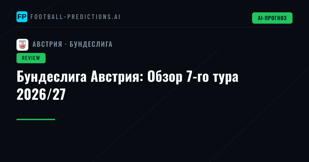 Бундеслига Австрия: Обзор 7-го тура 2026/27