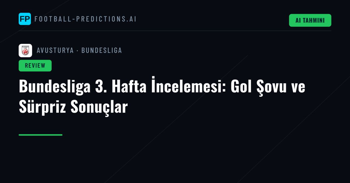 Bundesliga 3. Hafta İncelemesi: Gol Şovu ve Sürpriz Sonuçlar