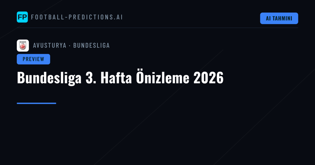Bundesliga 3. Hafta Önizleme 2026