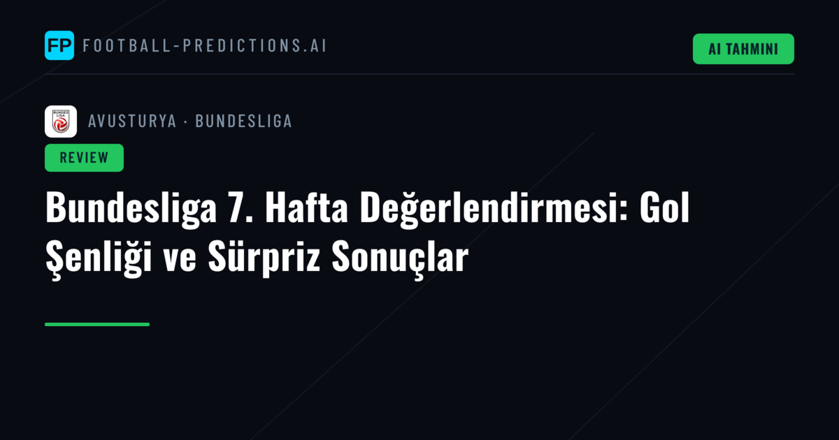 Bundesliga 7. Hafta Değerlendirmesi: Gol Şenliği ve Sürpriz Sonuçlar
