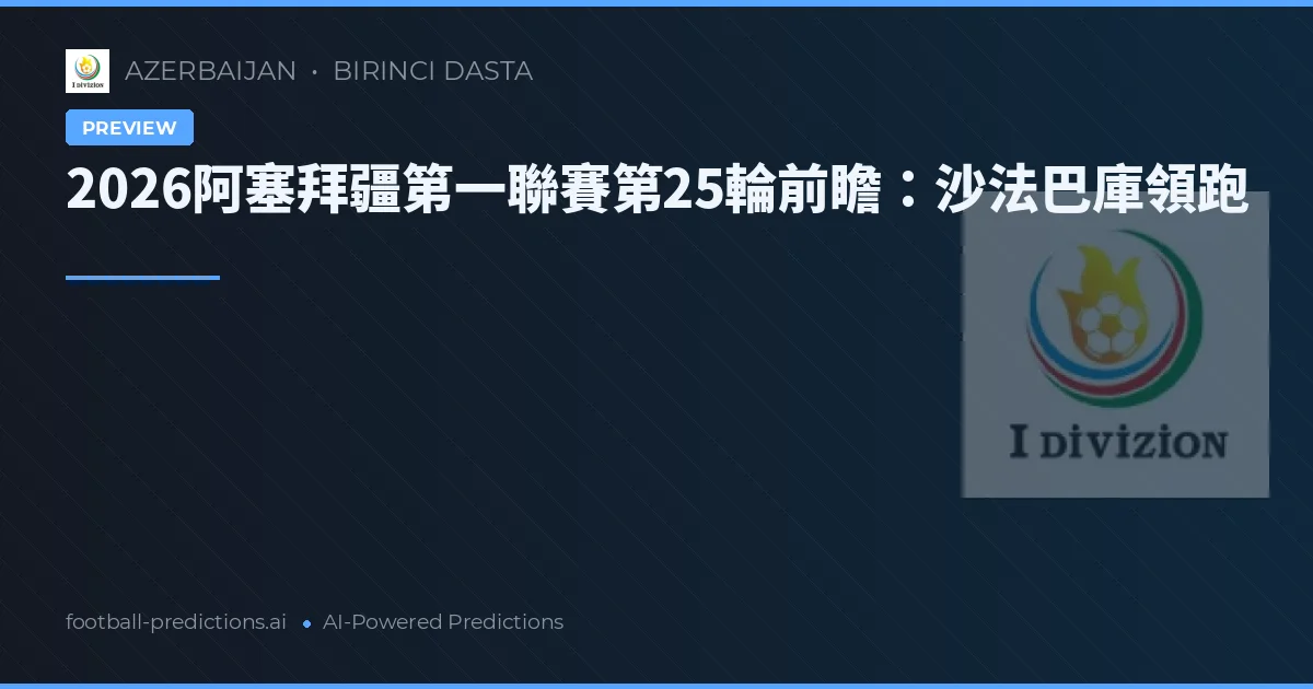 2026阿塞拜疆第一聯賽第25輪前瞻：沙法巴庫領跑