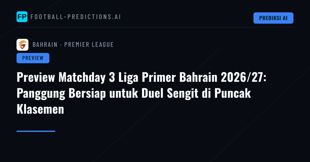 Preview Matchday 3 Liga Primer Bahrain 2026/27: Panggung Bersiap untuk Duel Sengit di Puncak Klasemen