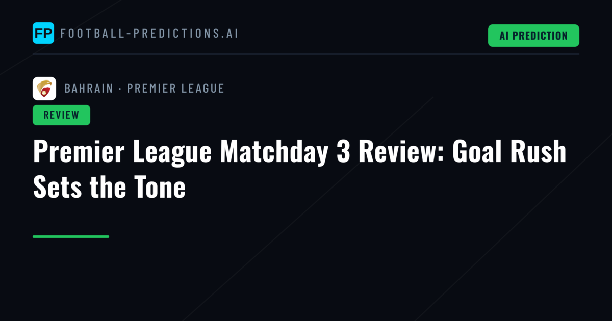 Premier League Matchday 3 Review: Goal Rush Sets the Tone