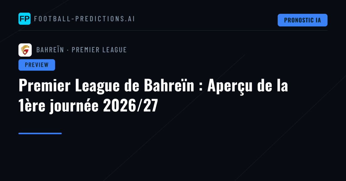 Premier League de Bahreïn : Aperçu de la 1ère journée 2026/27