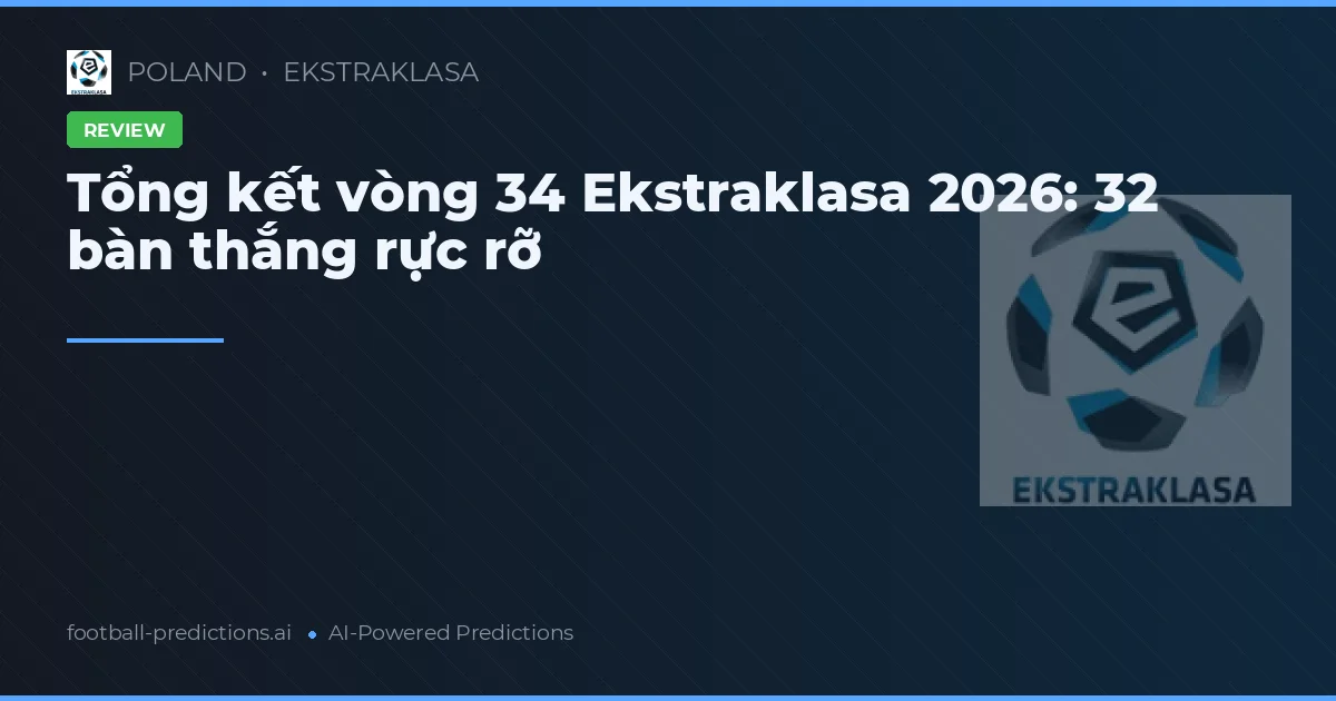 Tổng kết vòng 34 Ekstraklasa 2026: 32 bàn thắng rực rỡ