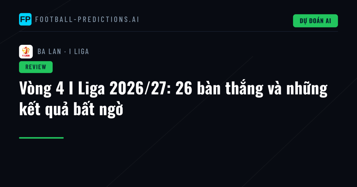 Vòng 4 I Liga 2026/27: 26 bàn thắng và những kết quả bất ngờ
