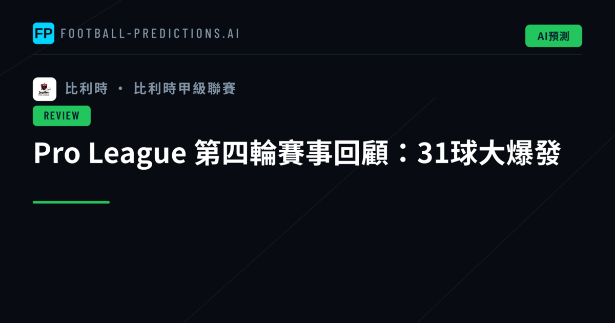 Pro League 第四輪賽事回顧：31球大爆發