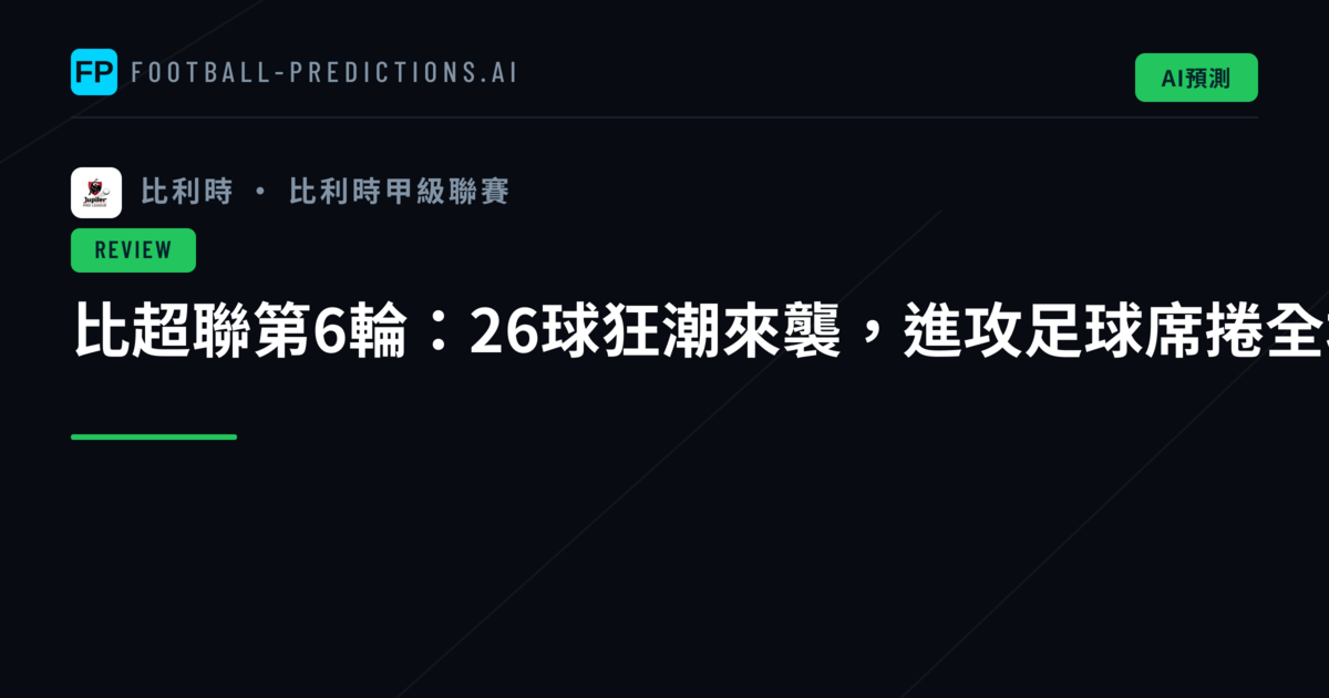 比超聯第6輪:26球狂潮來襲,進攻足球席捲全場