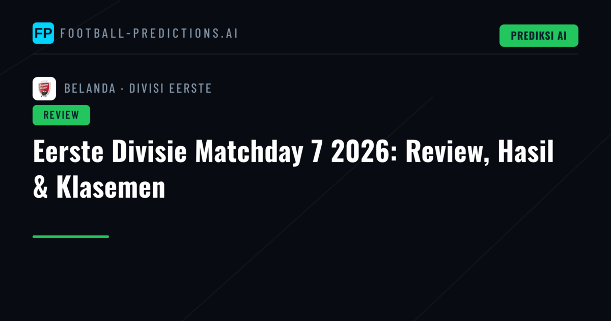 Eerste Divisie Matchday 7 2026: Review, Hasil & Klasemen
