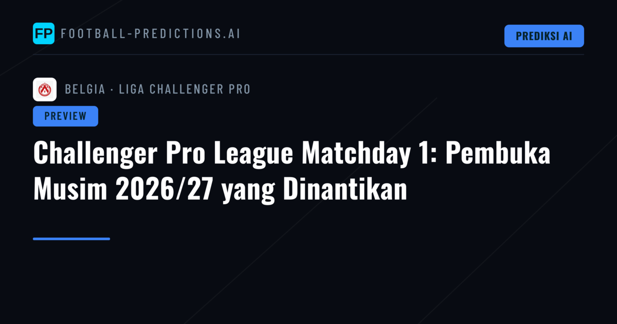 Challenger Pro League Matchday 1: Pembuka Musim 2026/27 yang Dinantikan