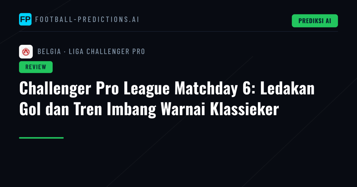 Challenger Pro League Matchday 6: Ledakan Gol dan Tren Imbang Warnai Klassieker