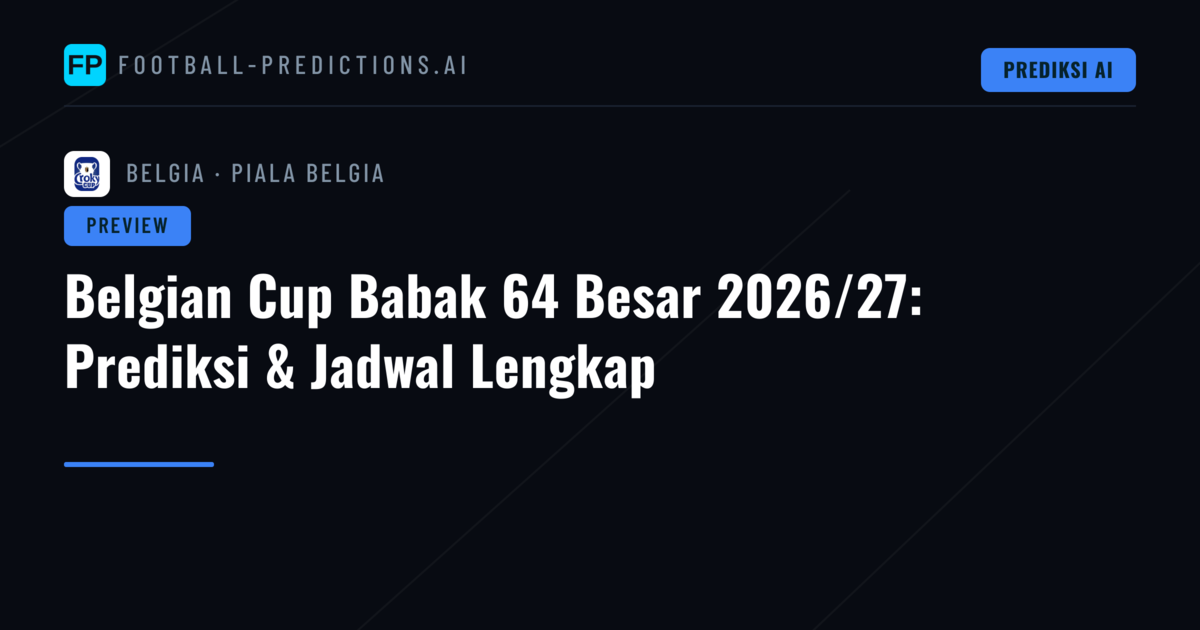 Belgian Cup Babak 64 Besar 2026/27: Prediksi & Jadwal Lengkap
