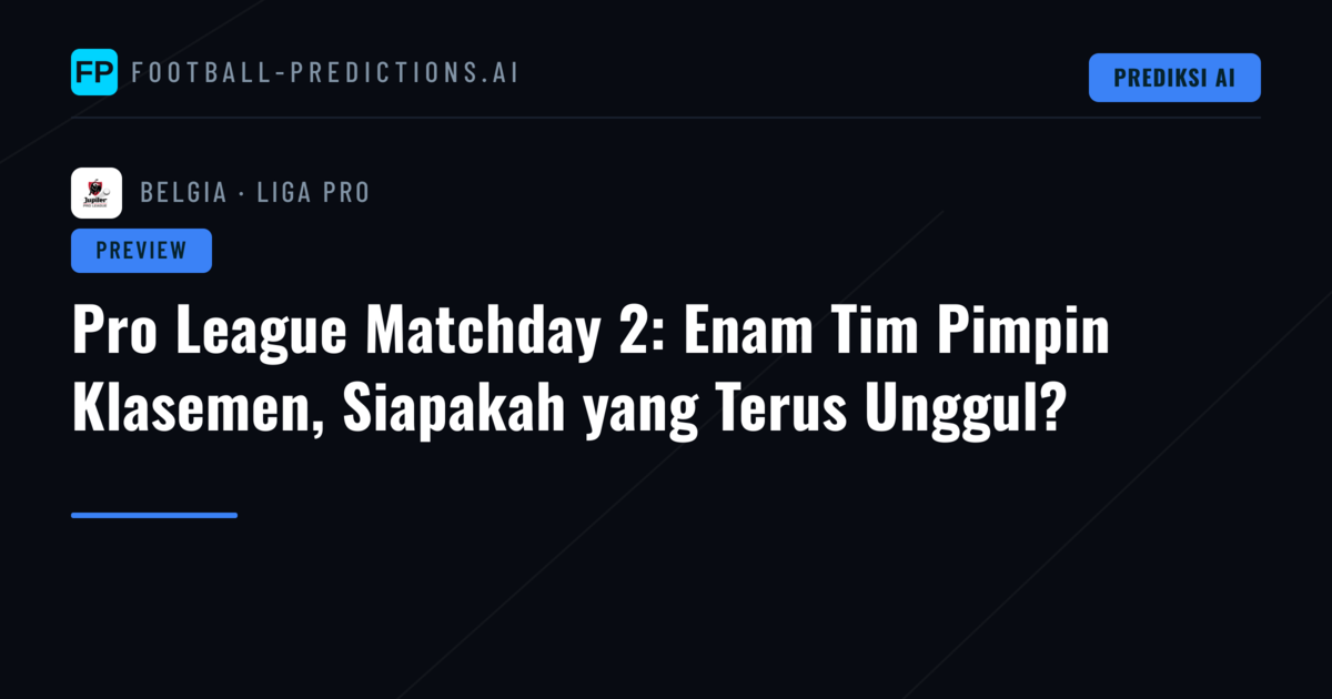 Pro League Matchday 2: Enam Tim Pimpin Klasemen, Siapakah yang Terus Unggul?