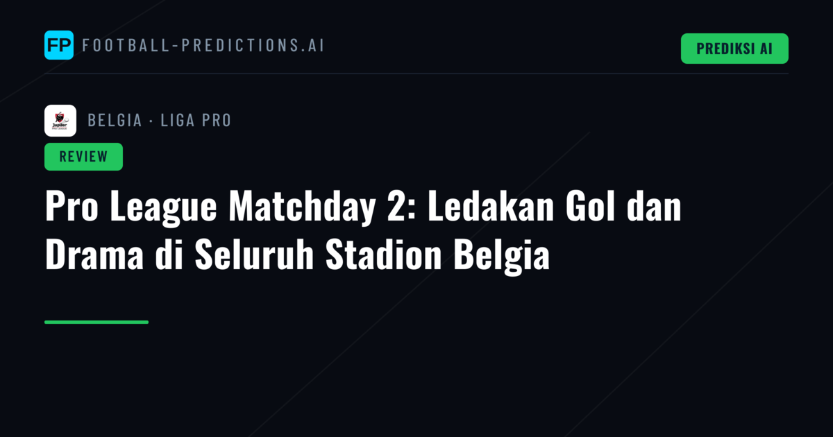 Pro League Matchday 2: Ledakan Gol dan Drama di Seluruh Stadion Belgia