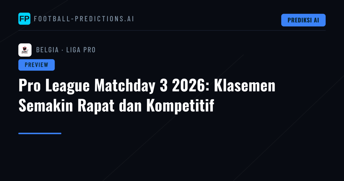 Pro League Matchday 3 2026: Klasemen Semakin Rapat dan Kompetitif