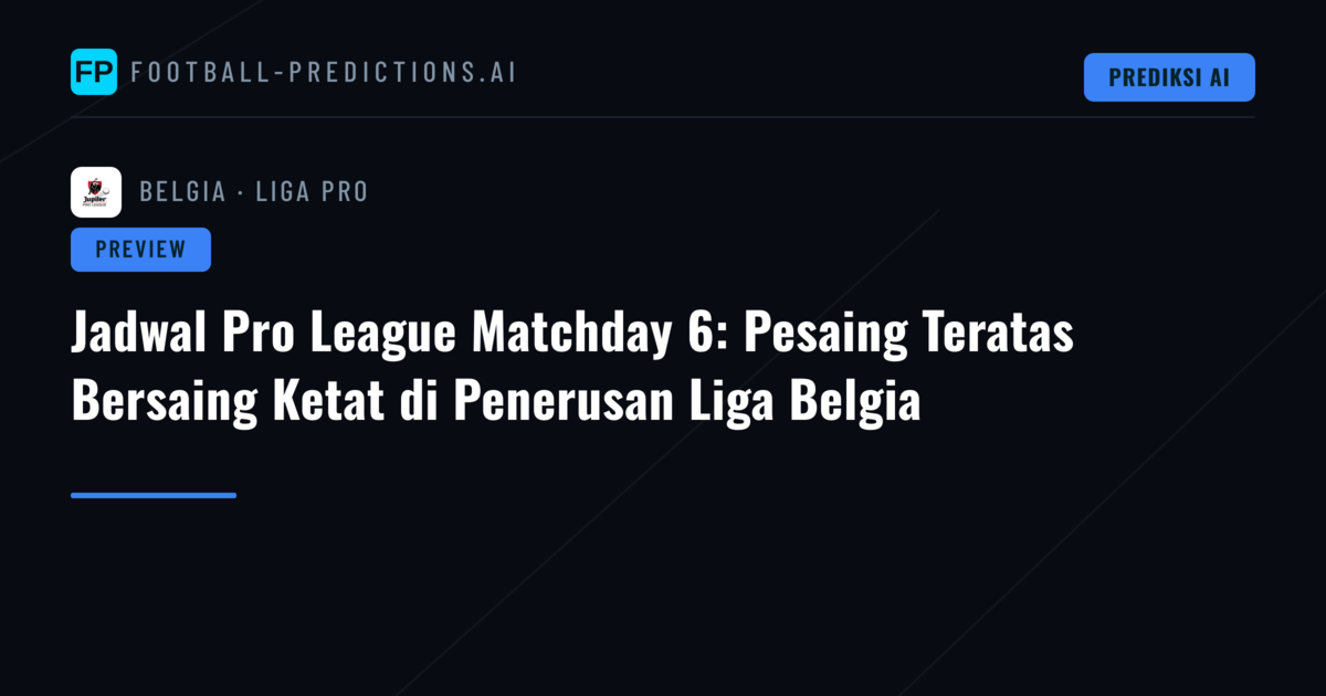 Jadwal Pro League Matchday 6: Pesaing Teratas Bersaing Ketat di Penerusan Liga Belgia