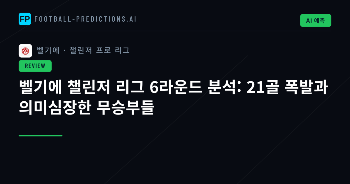 벨기에 챌린저 리그 6라운드 분석: 21골 폭발과 의미심장한 무승부들