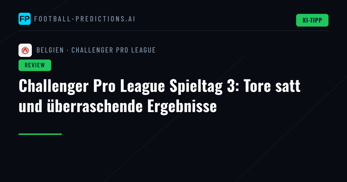 Challenger Pro League Spieltag 3: Tore satt und überraschende Ergebnisse