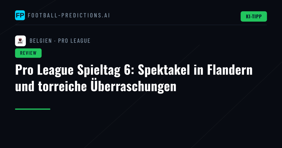 Pro League Spieltag 6: Spektakel in Flandern und torreiche Überraschungen