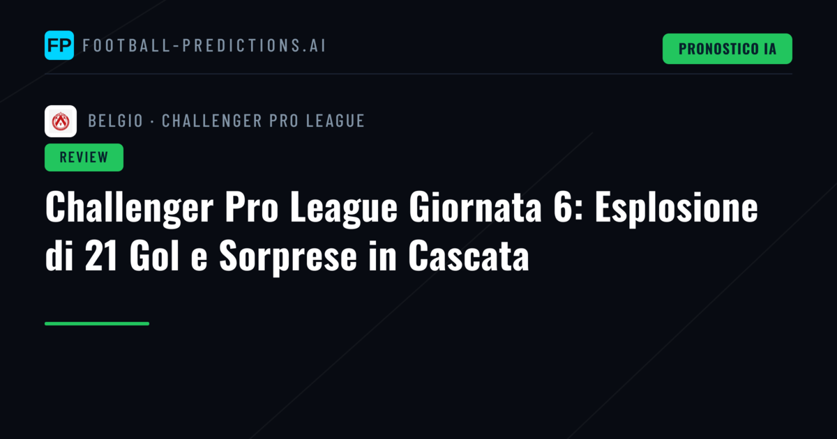 Challenger Pro League Giornata 6: Esplosione di 21 Gol e Sorprese in Cascata