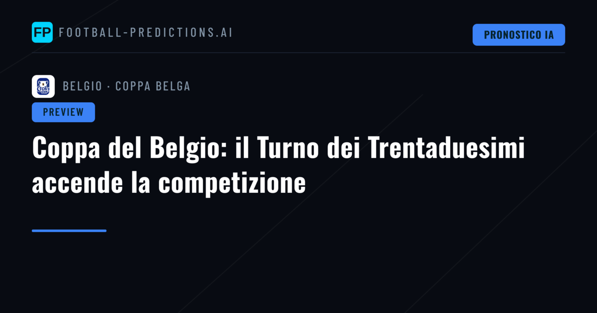 Coppa del Belgio: il Turno dei Trentaduesimi accende la competizione