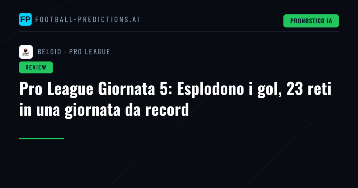 Pro League Giornata 5: Esplodono i gol, 23 reti in una giornata da record