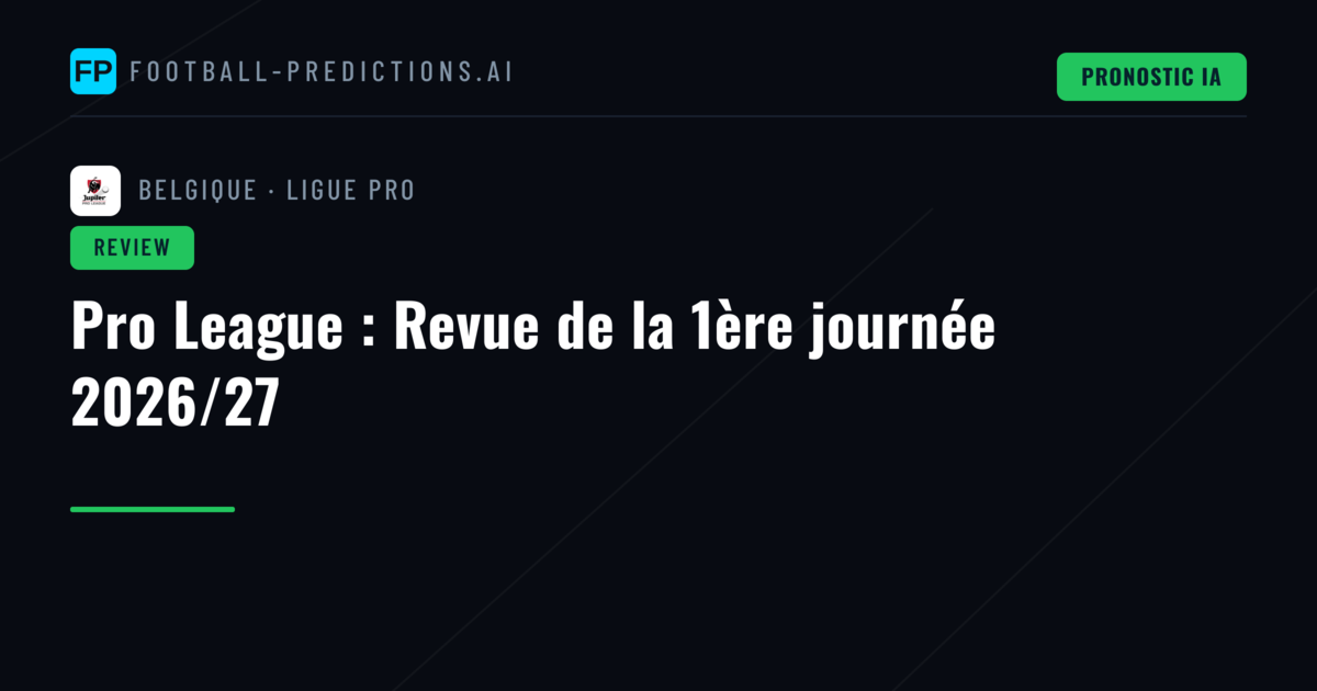 Pro League : Revue de la 1ère journée 2026/27