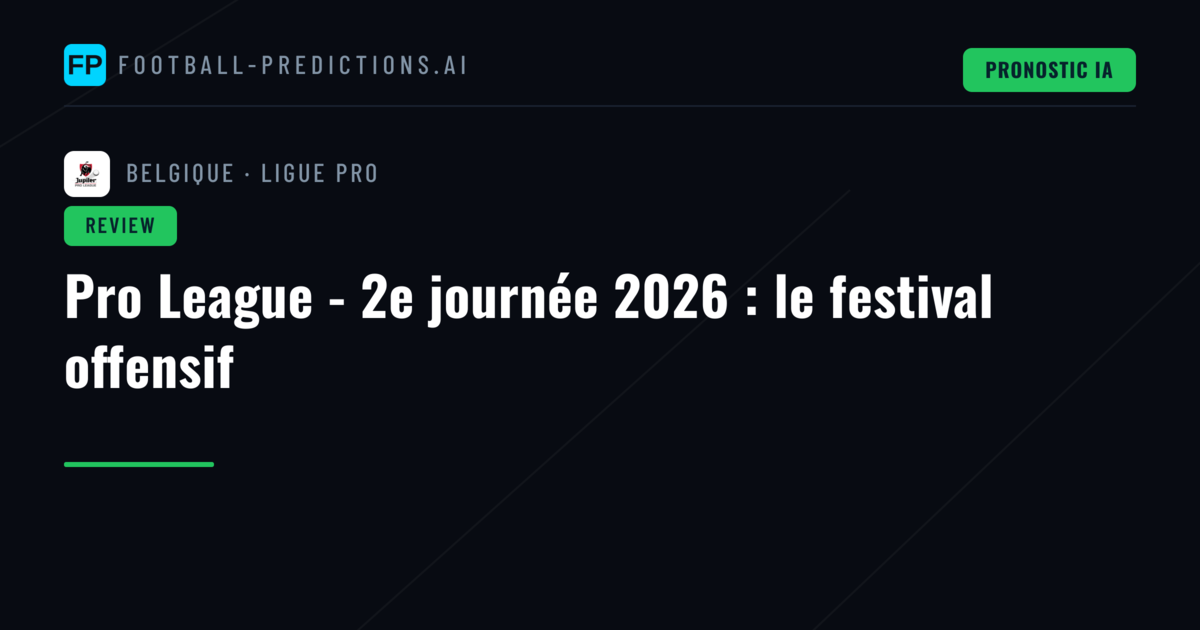 Pro League - 2e journée 2026 : le festival offensif