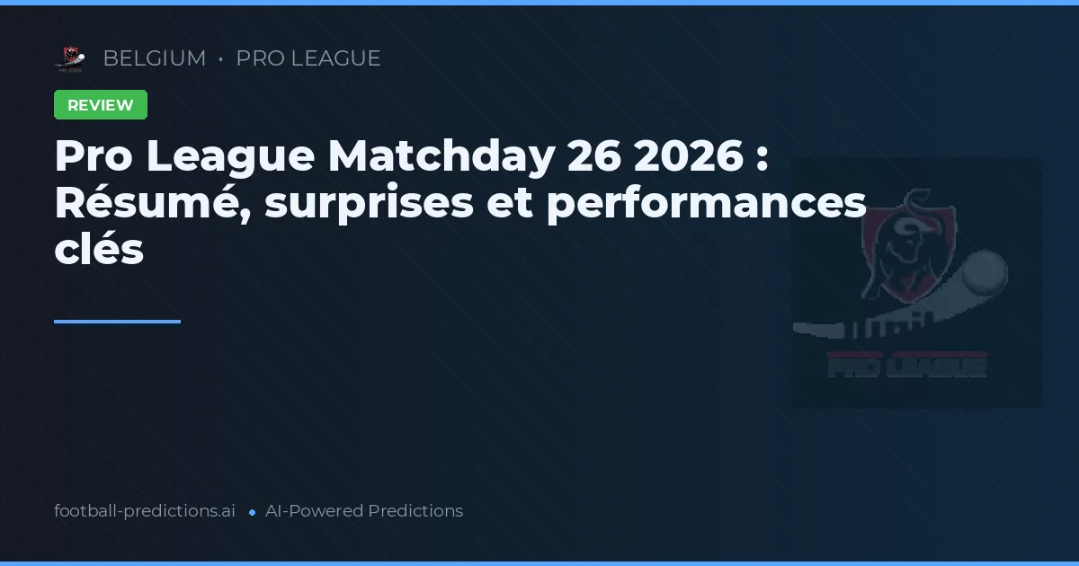 Pro League Matchday 26 2026 : Résumé, surprises et performances clés