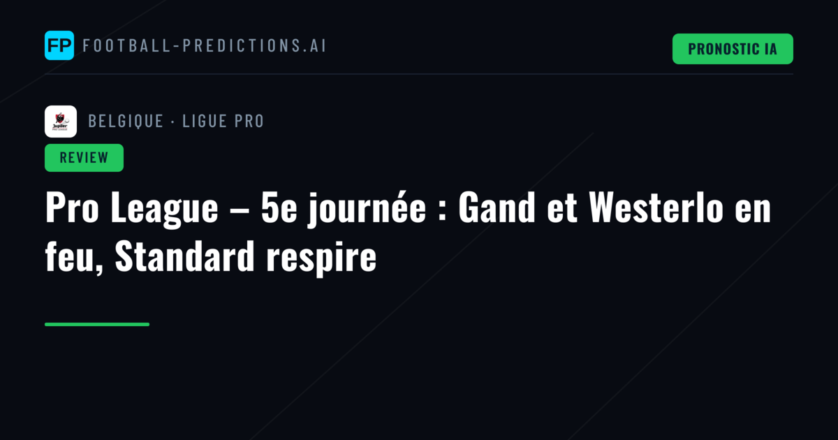 Pro League – 5e journée : Gand et Westerlo en feu, Standard respire