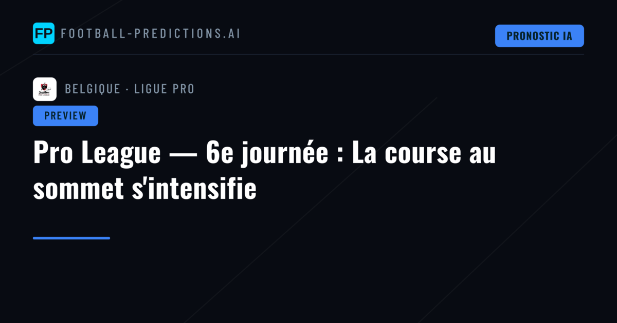 Pro League — 6e journée : La course au sommet s'intensifie