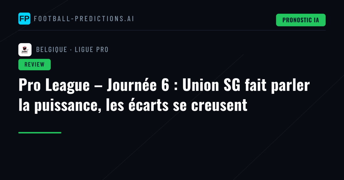 Pro League – Journée 6 : Union SG fait parler la puissance, les écarts se creusent