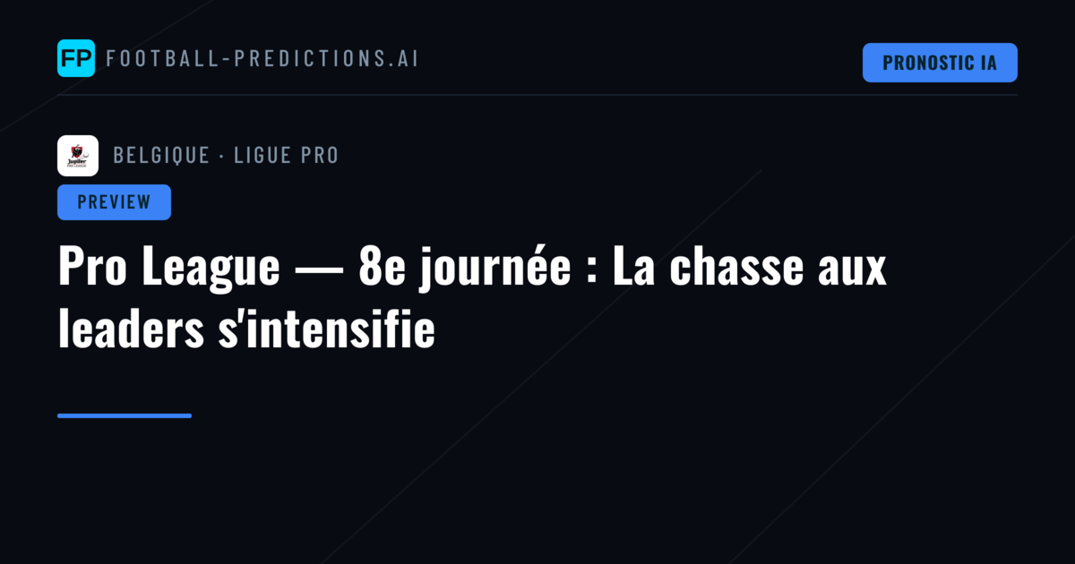 Pro League — 8e journée : La chasse aux leaders s'intensifie