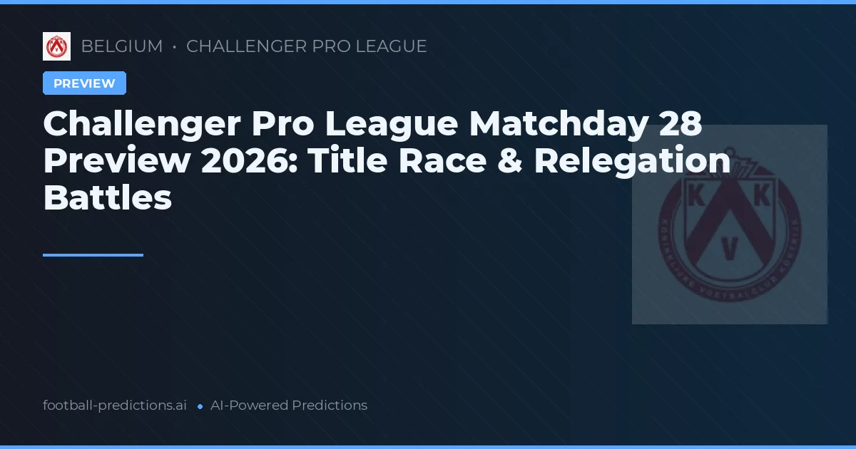 Challenger Pro League Matchday 28 Preview 2026: Title Race & Relegation Battles