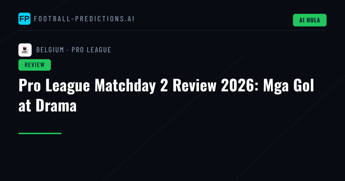 Pro League Matchday 2 Review 2026: Mga Gol at Drama