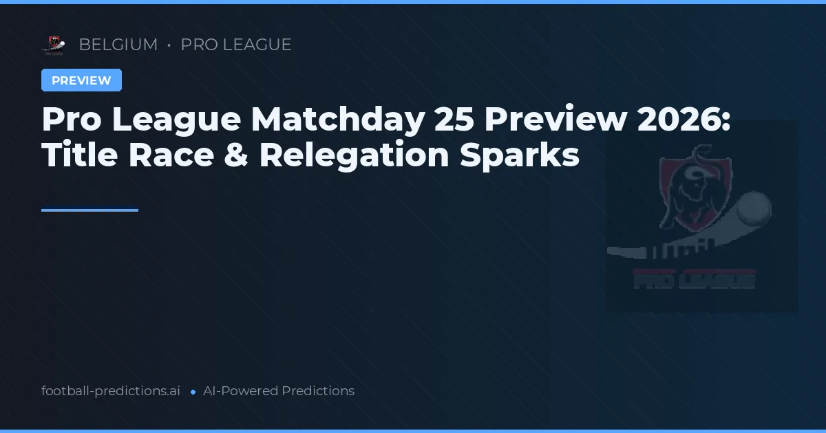Pro League Matchday 25 Preview 2026: Title Race & Relegation Sparks